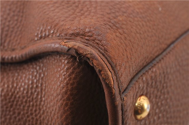 Authentic PRADA Vintage Leather Nappa 2Way Shoulder Tote Bag Brown 8036E