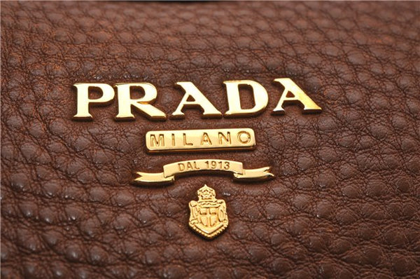 Authentic PRADA Vintage Leather Nappa 2Way Shoulder Tote Bag Brown 8036E