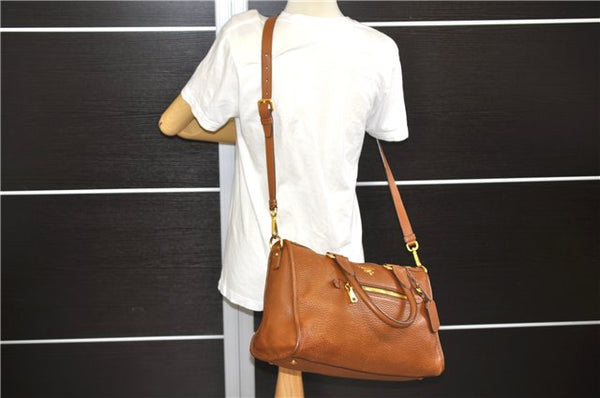 Authentic PRADA Vintage Leather Nappa 2Way Shoulder Tote Bag Brown 8036E