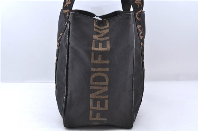 Authentic FENDI Vintage Nylon Leather Shoulder Tote Bag Black 8044C