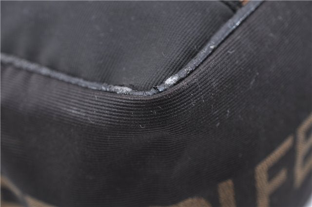 Authentic FENDI Vintage Nylon Leather Shoulder Tote Bag Black 8044C