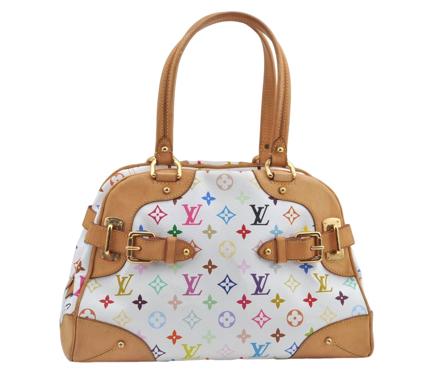 Auth Louis Vuitton Monogram Multicolor Claudia Hand Bag White M40193 LV 8052B
