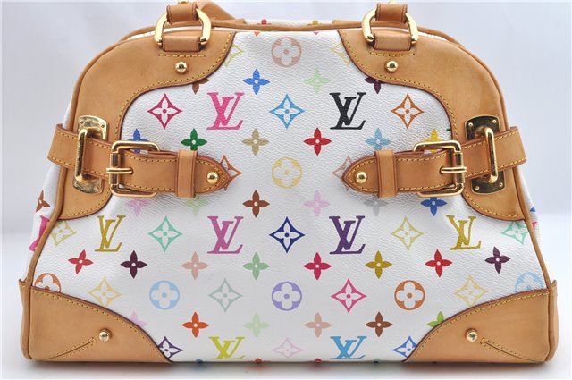 Auth Louis Vuitton Monogram Multicolor Claudia Hand Bag White M40193 LV 8052B