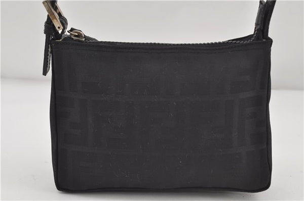 Authentic FENDI Zucca Shoulder Hand Bag Purse Nylon Leather Black 8052D