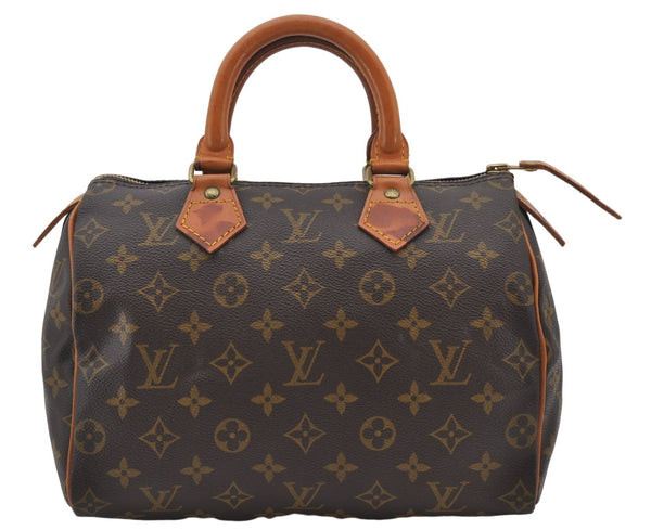 Authentic Louis Vuitton Monogram Speedy 25 Boston Hand Bag M41528 LV 8053E