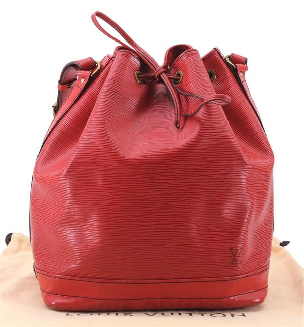 Authentic Louis Vuitton Epi Noe Shoulder Drawstring Bag Red M44007 LV 8059E