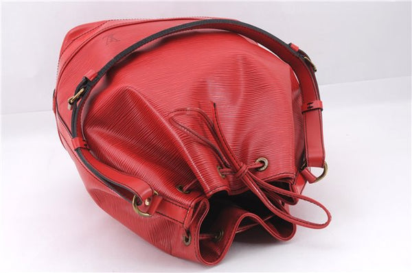 Authentic Louis Vuitton Epi Noe Shoulder Drawstring Bag Red M44007 LV 8059E