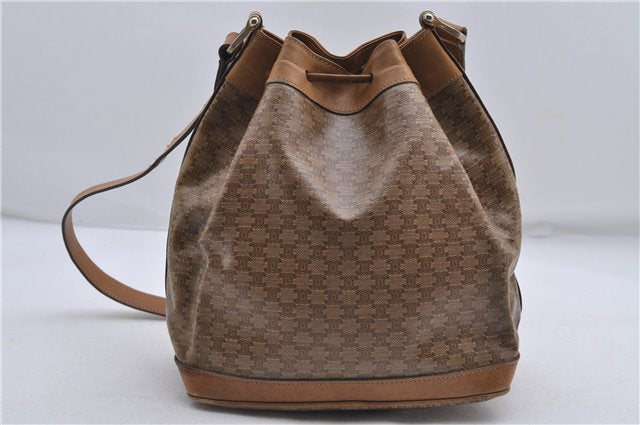 Authentic CELINE Macadam Blason Shoulder Cross Body Bag PVC Leather Beige 8065D