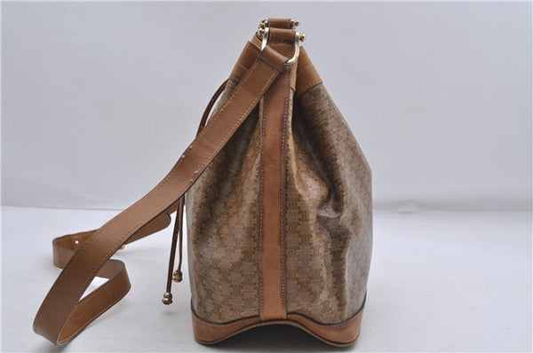 Authentic CELINE Macadam Blason Shoulder Cross Body Bag PVC Leather Beige 8065D