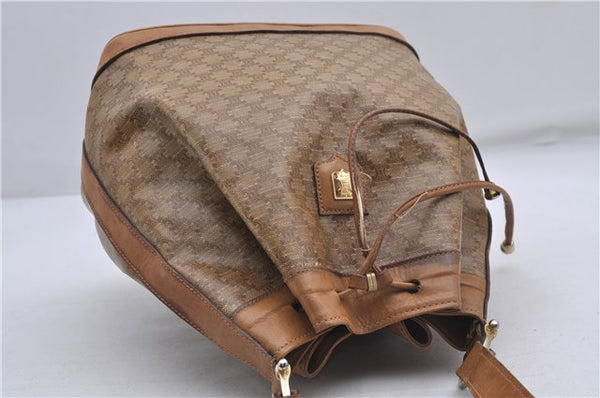Authentic CELINE Macadam Blason Shoulder Cross Body Bag PVC Leather Beige 8065D