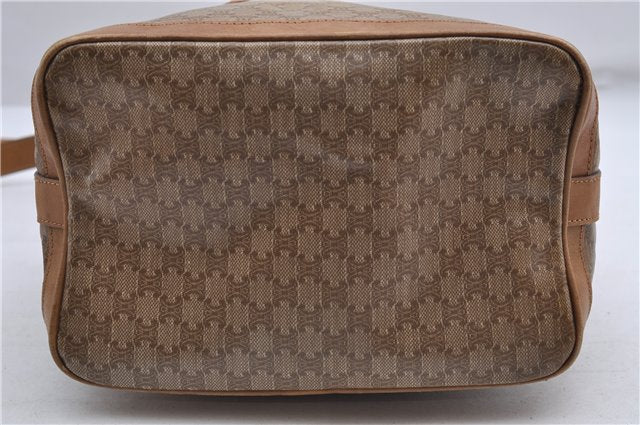Authentic CELINE Macadam Blason Shoulder Cross Body Bag PVC Leather Beige 8065D