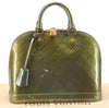 Authentic Louis Vuitton Vernis Alma PM Hand Bag Purse Green LV 8067E