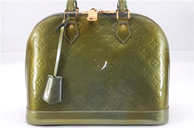 Authentic Louis Vuitton Vernis Alma PM Hand Bag Purse Green LV 8067E