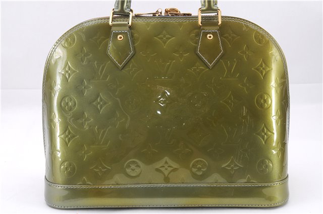 Authentic Louis Vuitton Vernis Alma PM Hand Bag Purse Green LV 8067E