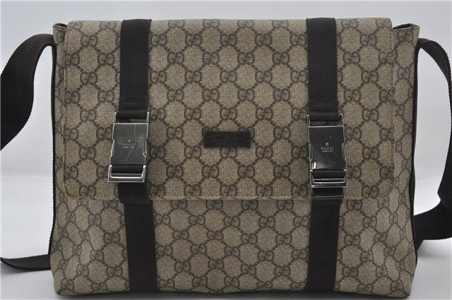 Authentic GUCCI Shoulder Cross Body Bag GG PVC Leather 122373 Brown 8071E