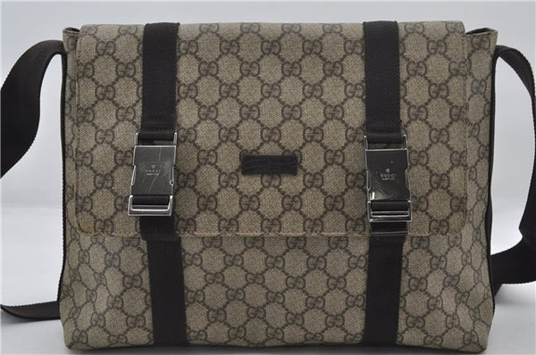 Authentic GUCCI Shoulder Cross Body Bag GG PVC Leather 122373 Brown 8071E