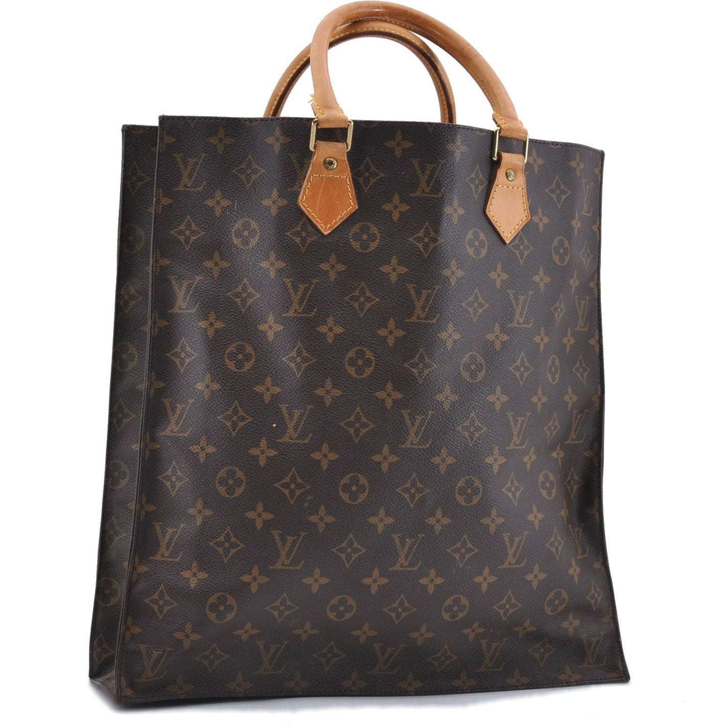 Authentic LOUIS VUITTON Monogram Sac Plat Hand Bag M51140 LV Junk 8074C