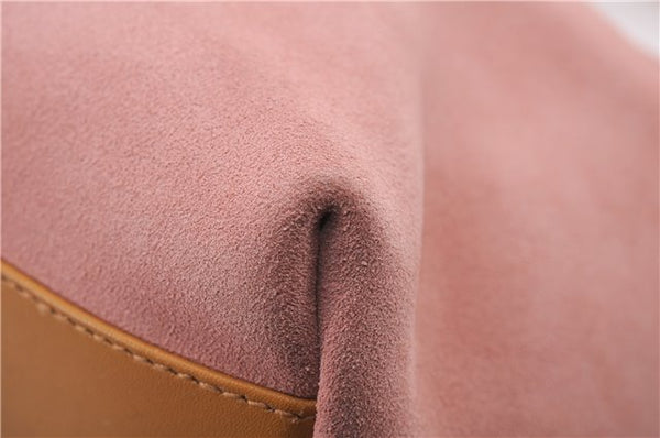 Authentic GUCCI Vintage Shoulder Hand Bag Purse Suede Leather 0013386 Pink 8074E