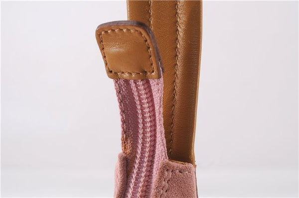 Authentic GUCCI Vintage Shoulder Hand Bag Purse Suede Leather 0013386 Pink 8074E