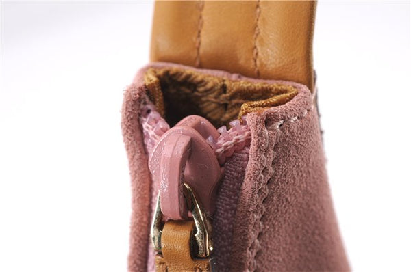 Authentic GUCCI Vintage Shoulder Hand Bag Purse Suede Leather 0013386 Pink 8074E