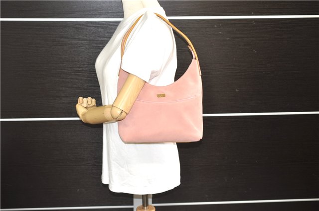 Authentic GUCCI Vintage Shoulder Hand Bag Purse Suede Leather 0013386 Pink 8074E