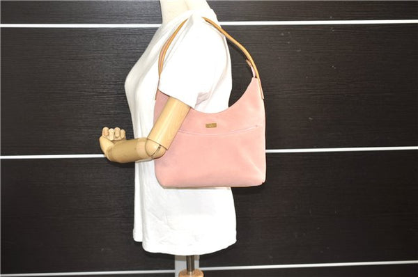 Authentic GUCCI Vintage Shoulder Hand Bag Purse Suede Leather 0013386 Pink 8074E