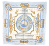 Authentic HERMES Carre 90 Scarf "LE GEOGRAPHE" Silk Light Blue 8081F