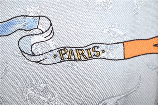 Authentic HERMES Carre 90 Scarf "LE GEOGRAPHE" Silk Light Blue 8081F