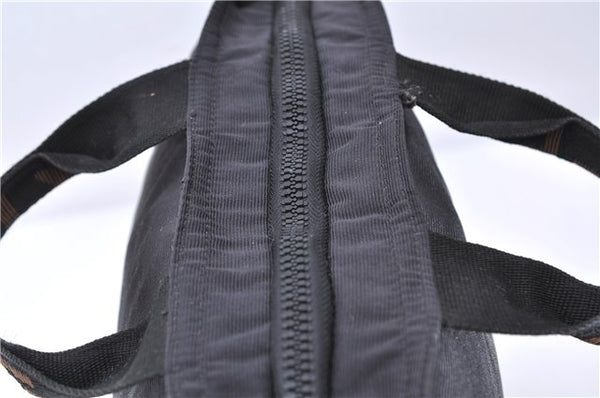 Authentic FENDI Nylon Leather Tote Hand Bag Purse Black 8085C