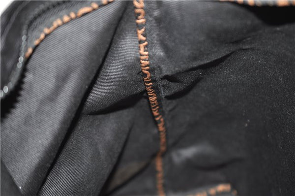 Authentic FENDI Nylon Leather Tote Hand Bag Purse Black 8085C