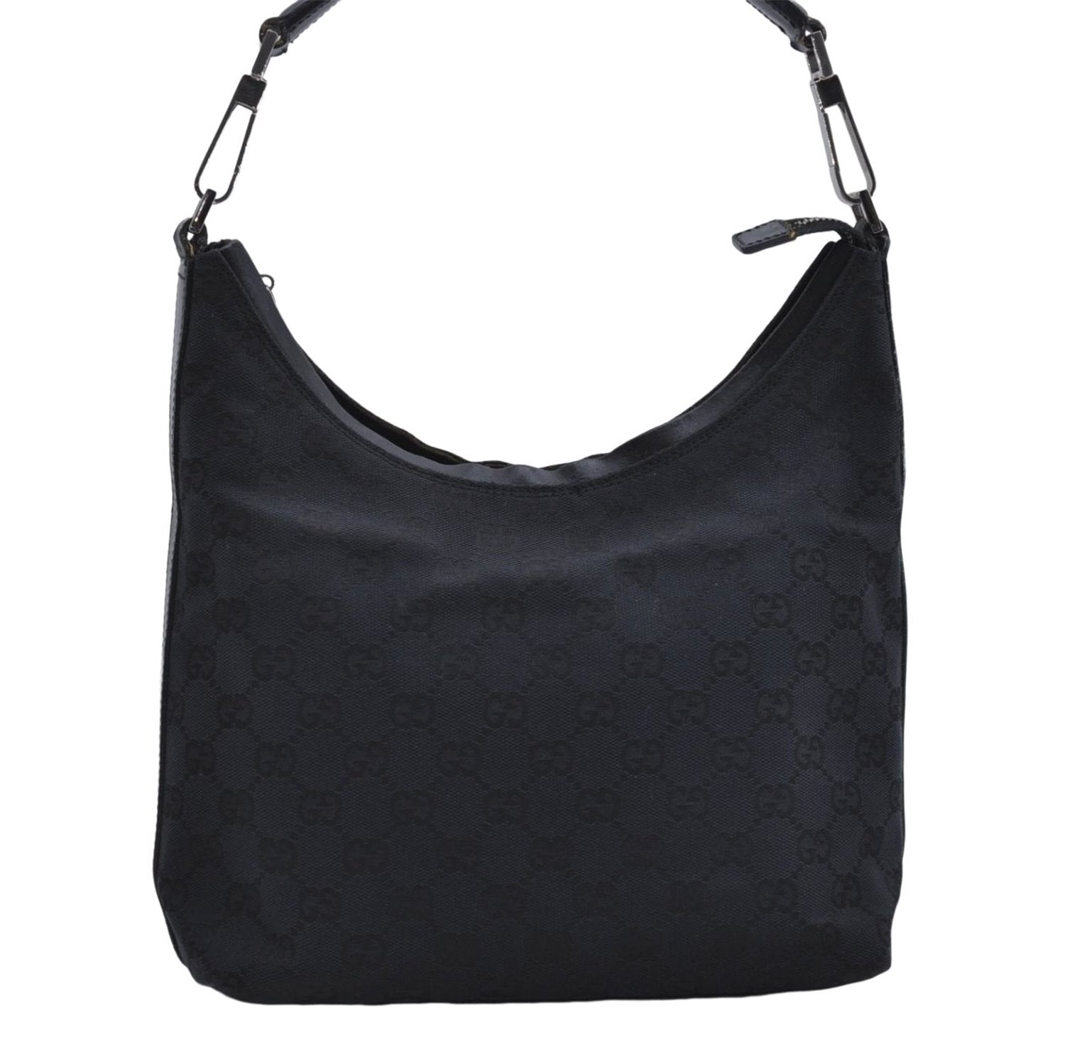 Authentic GUCCI Shoulder Hand Bag Purse GG Canvas Leather 0000602 Black 8097D