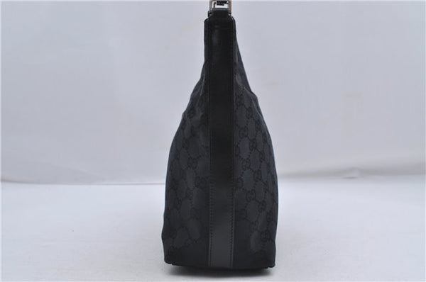 Authentic GUCCI Shoulder Hand Bag Purse GG Canvas Leather 0000602 Black 8097D