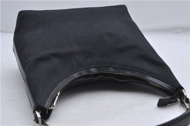 Authentic GUCCI Shoulder Hand Bag Purse GG Canvas Leather 0000602 Black 8097D