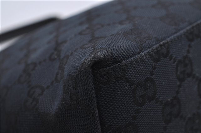 Authentic GUCCI Shoulder Hand Bag Purse GG Canvas Leather 0000602 Black 8097D