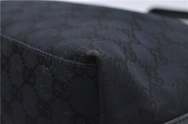 Authentic GUCCI Shoulder Hand Bag Purse GG Canvas Leather 0000602 Black 8097D