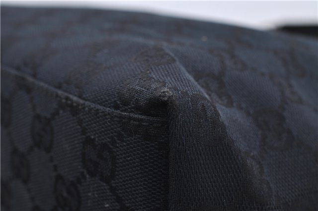 Authentic GUCCI Shoulder Hand Bag Purse GG Canvas Leather 0000602 Black 8097D