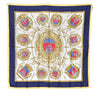 Authentic HERMES Carre 90 Scarf "LES ARMES DE PARIS" Silk Yellow Navy PB 8097E