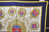 Authentic HERMES Carre 90 Scarf "LES ARMES DE PARIS" Silk Yellow Navy PB 8097E