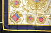 Authentic HERMES Carre 90 Scarf "LES ARMES DE PARIS" Silk Yellow Navy PB 8097E