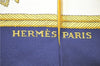 Authentic HERMES Carre 90 Scarf "LES ARMES DE PARIS" Silk Yellow Navy PB 8097E