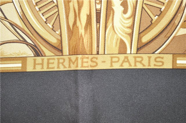 Authentic HERMES Carre 90 Scarf "RYTHMES DU MONDE" Silk Yellow Box 8105D