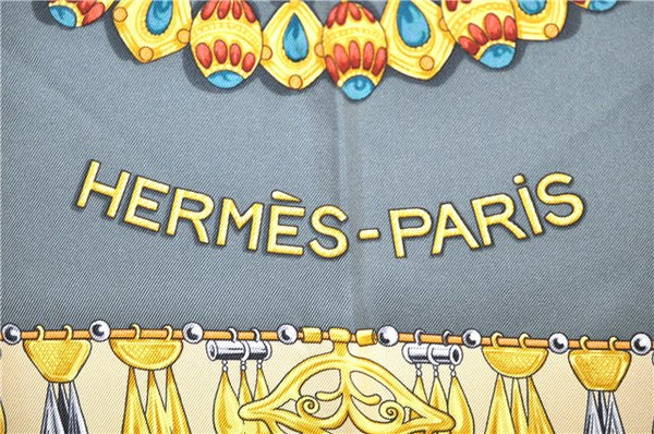 Authentic HERMES Carre 90 Scarf "PARURES DES SABLES" Silk Green 8106E