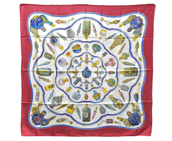 Authentic HERMES Carre 90 Scarf "Qu' importe le flacon" Silk Red 8110D