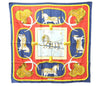 Authentic HERMES Carre 90 Scarf "GRAND APPARAT" Silk Blue Paper Bag 8112D