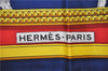 Authentic HERMES Carre 90 Scarf "GRAND APPARAT" Silk Blue Paper Bag 8112D