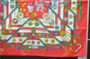 Authentic HERMES Carre 90 Scarf "Pelile main" Silk Red Paper Bag 8113D