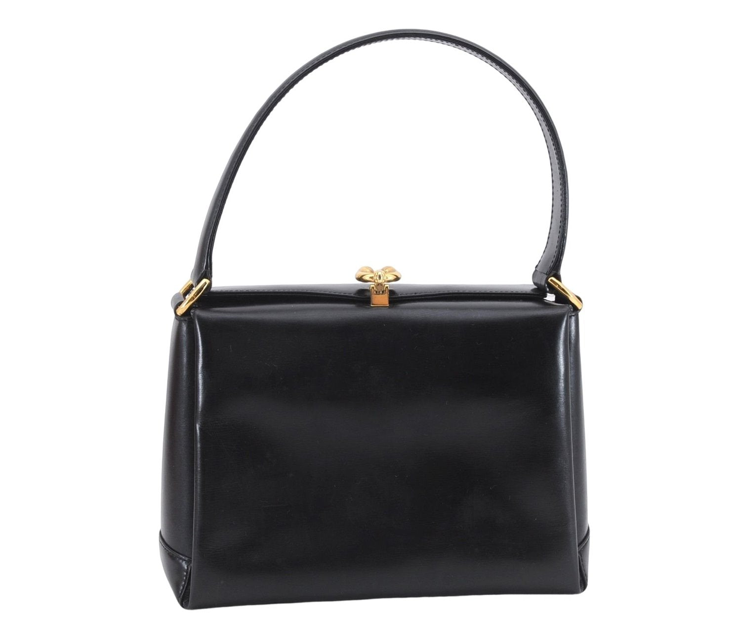 Authentic GUCCI Vintage Shoulder Hand Bag Purse Leather Black 8114D