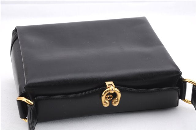 Authentic GUCCI Vintage Shoulder Hand Bag Purse Leather Black 8114D
