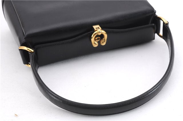 Authentic GUCCI Vintage Shoulder Hand Bag Purse Leather Black 8114D