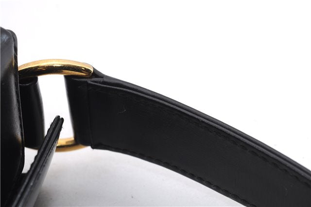 Authentic GUCCI Vintage Shoulder Hand Bag Purse Leather Black 8114D